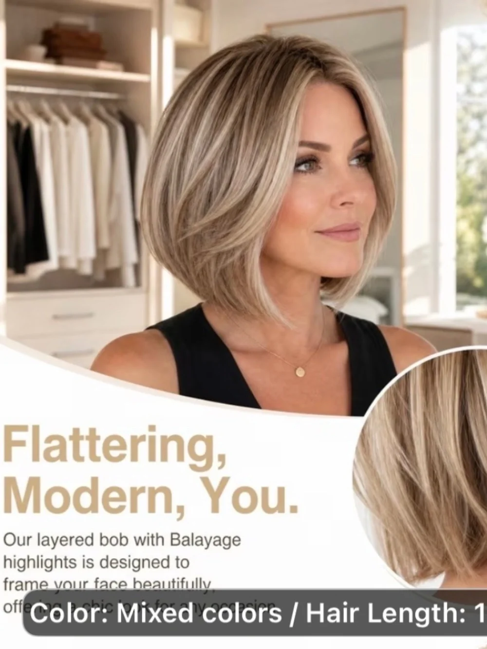 14 Inch Natural Soft Heat Resistant Synthetic Bob Wig Suitable for Travel, Co